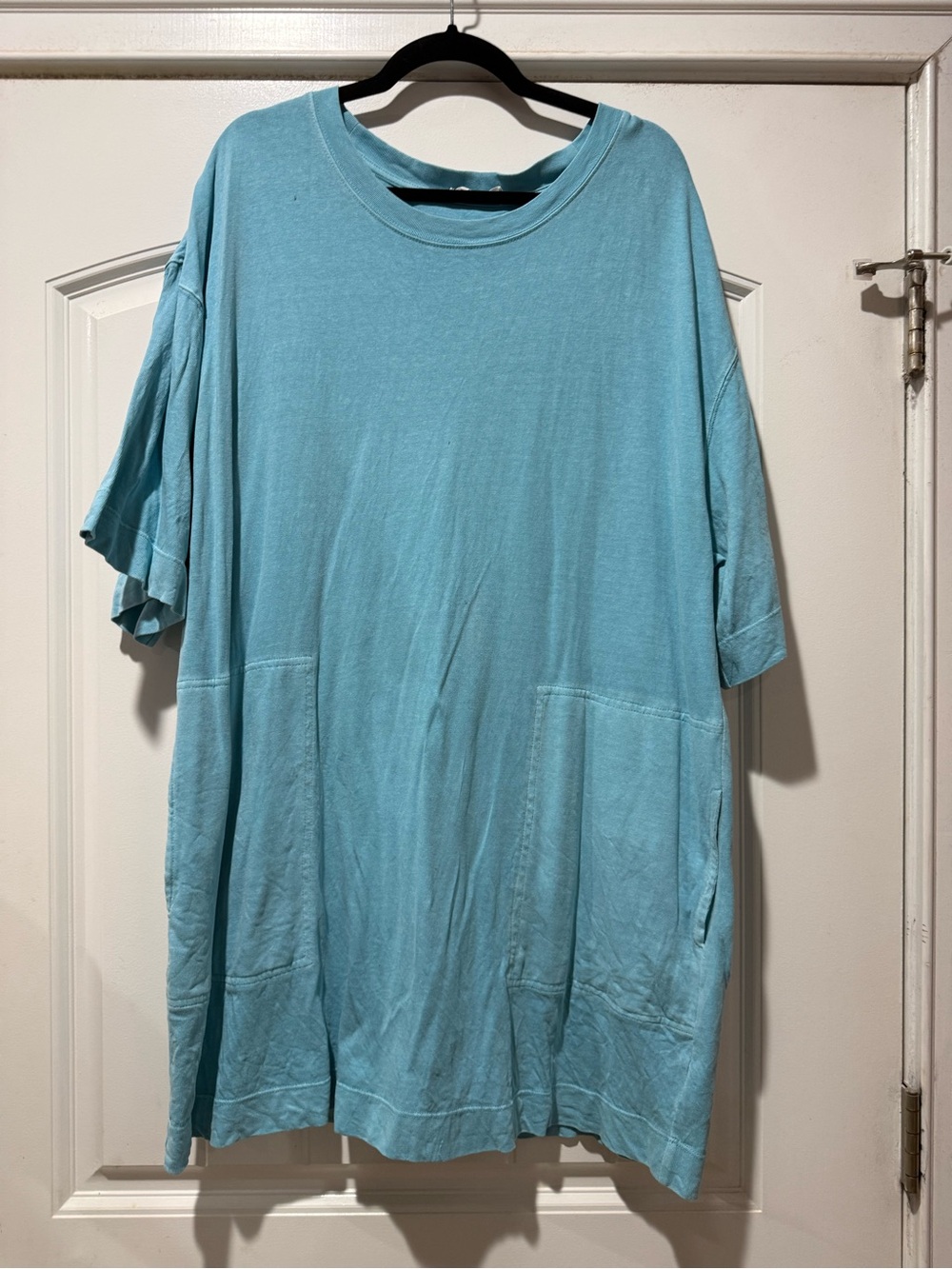Double Zero Oversized Short Sleeve TShirt Dress in Aqua Blue
